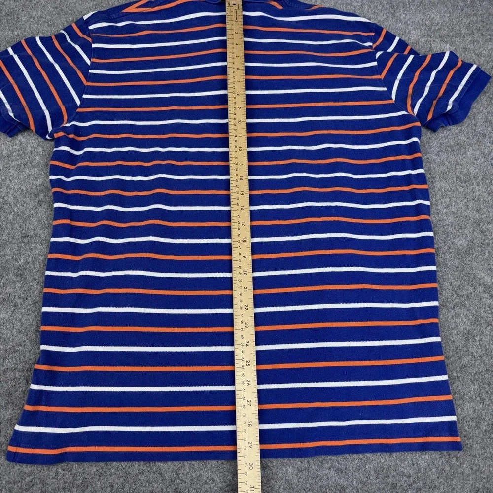 Polo Ralph Lauren Polo Shirt Mens 2XL Y2K Blue Orange Striped Preppy Casual EUC